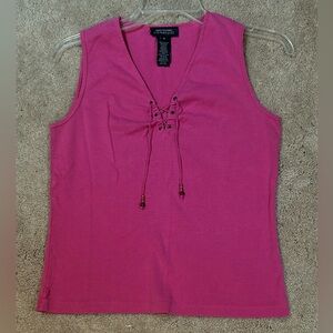 Jones New York Fuchsia Lace-Up Tank Top